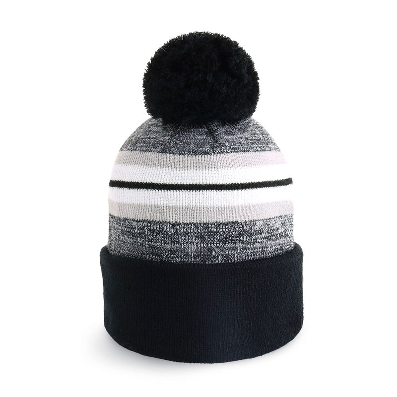 CHOK.LIDS Plain Color Stripe Beanies for Men and Women Soft Acrylic Knit Cuffed Beanie Cap Winter Hat Outdoor (Black)